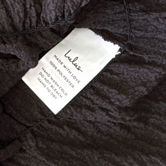 LULU'S String Bow Tie Puff Sleeve V Neck Lightweight Crinkled Crepe Sz S Top - Picture 6 of 6